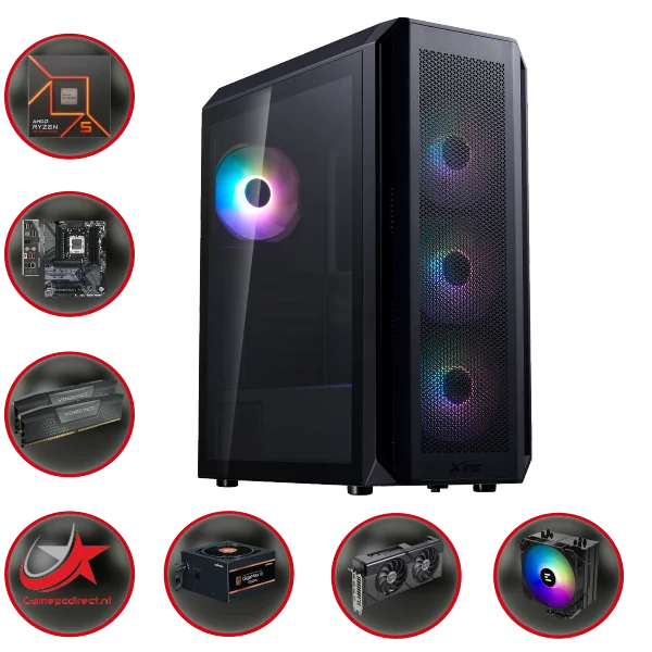 A9262 AMD VALOR AIR RGB Game PC Ryzen 5 7600 RX 7800XT 16GB Zalman