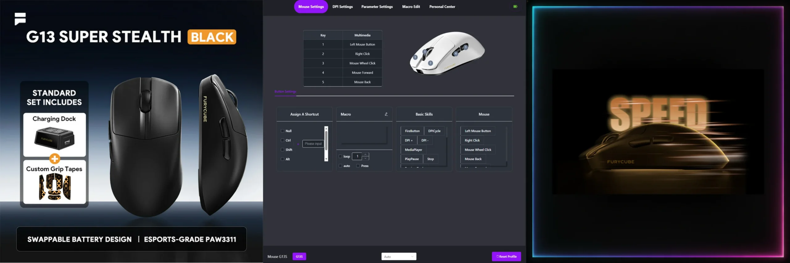 FuryCube G13S Gaming Mouse PAW3311
