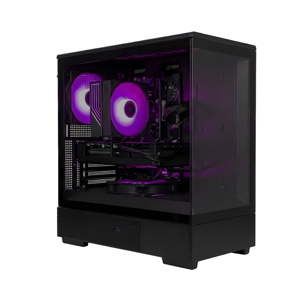 Game PC P10 PRB3.0 1 game pc met amd radeon rx 9060 xt 8gb grafische kaart in fishtank behuizing met argb