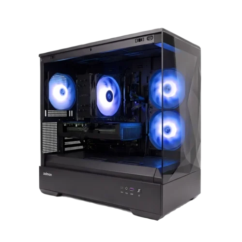 game pc met rgb verlichting voorzien van RTX 5070 12GB en Ryzen 5 7500F in Fishtank behuizing