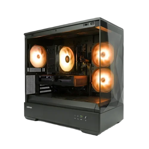 game pc p30 met rx 9060 xt en oranje argb verlichting
